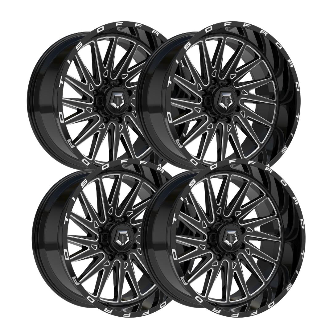 SET OF 4 TIS 547BM 20X10 -25 6x135/6x5.5 Gloss Black Milled Fit Chevy Silverado 1500
