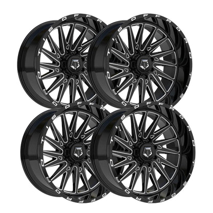 SET OF 4 TIS 547BM 20X10 -25 6x135/6x5.5 Gloss Black Milled Fit Chevy Silverado 1500