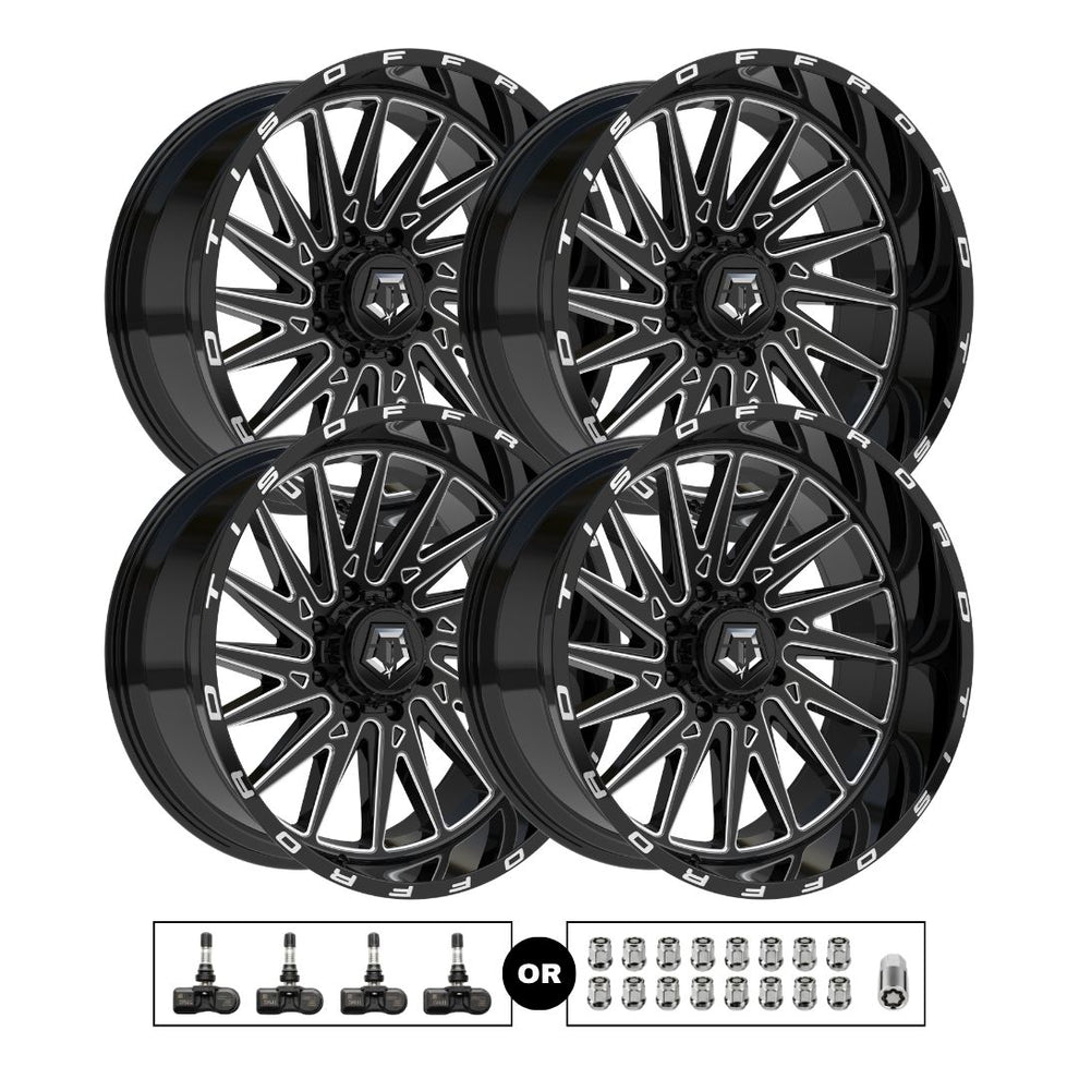 TIS 547BM 20x10 -25 6x139.7 4pcs | Fits Chevy Silverado 1500 | Free TPMS Sensors or Lug Nuts