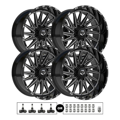 TIS 547BM 20x10 -25 6x139.7 4pcs | Fits Chevy Silverado 1500 | Free TPMS Sensors or Lug Nuts
