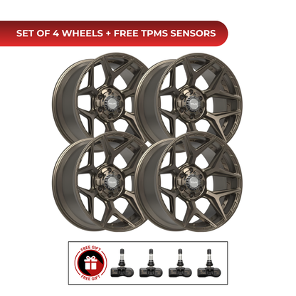 4Play 4P06 20x10 6x139.7 Bronze 4pcs | Fits Chevy Silverado 1500 | Free TPMS Sensors or Lug Nuts