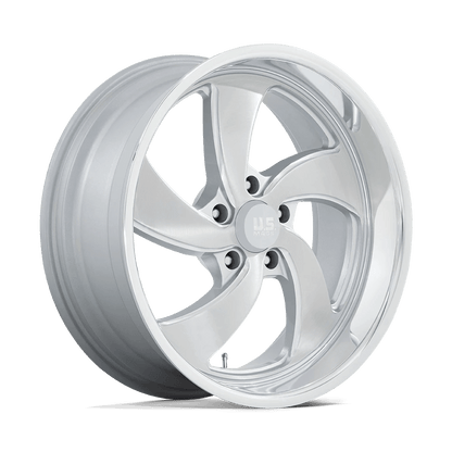 US MAG 1PC U134 DESPERADO 20X9.5 1 5X120.65 SILVER BRUSHED FACE MILLED DIAMOND CUT MILLED C-BORE 72.56