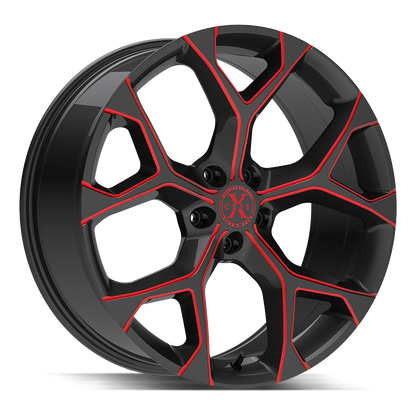 XCESS X05 5 FLAKE 18X8.5 35MM 5X114.3 GLOSS BLACK CANDY RED MILLED | X0588551435GBMLR