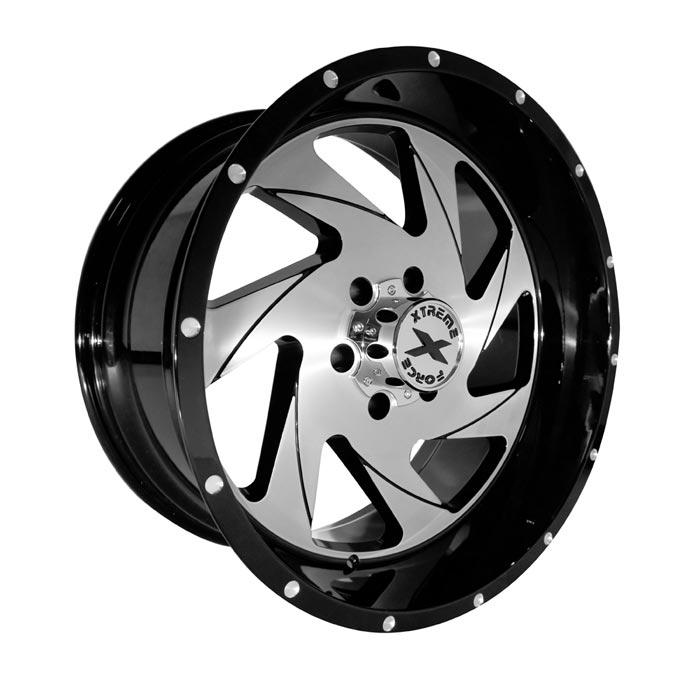 Xtreme Force XF-7 24x14 -76 8x170 Black and Brushed Face (right)