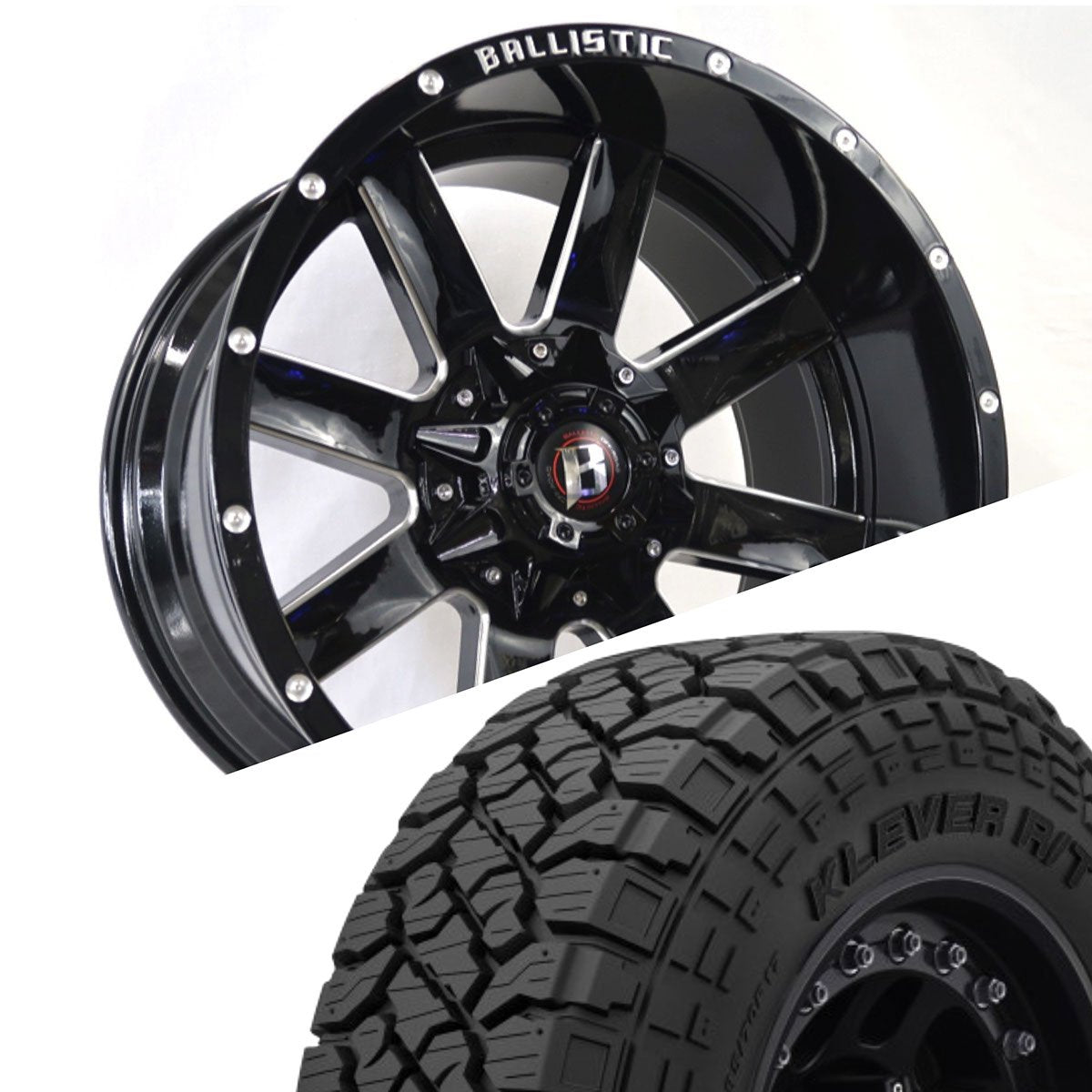 Ballistic 959 20x10 ET-19 8x170/8x180 Gloss Black Milled (Wheel and Tire Package) - Tires and Engine Performance