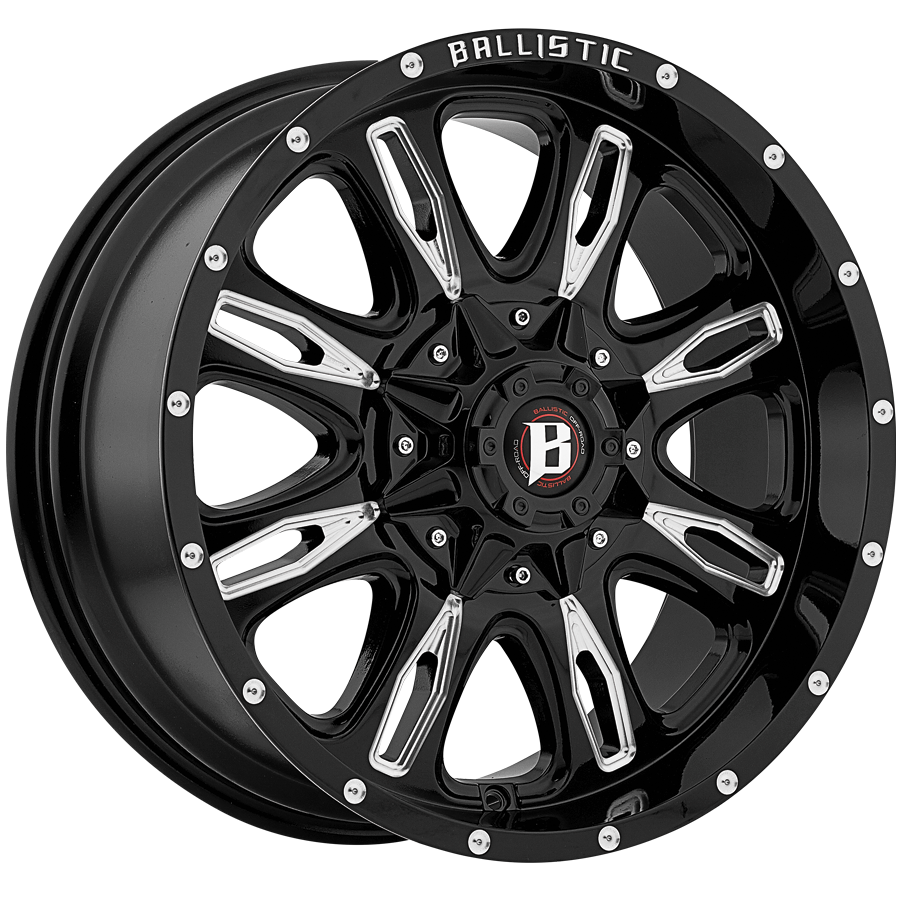BALLISTIC 953-SCYTHE 17X9 10X135/139.7 OFFSET +12 GLOSS BLACK w/ MILLED WINDOWS - Tires and Engine Performance
