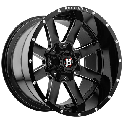 Ballistic 959 Rage 20x12 -44 8x170/165.1 (8x6.5) Gloss Black Milled - Tires and Engine Performance