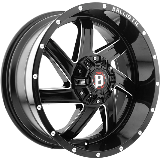 BALLISTIC 961-GUILLOTINE 18X9 12X135/139.7 OFFSET +00 GLOSS BLACK w/MILLED WINDOWS - Tires and Engine Performance