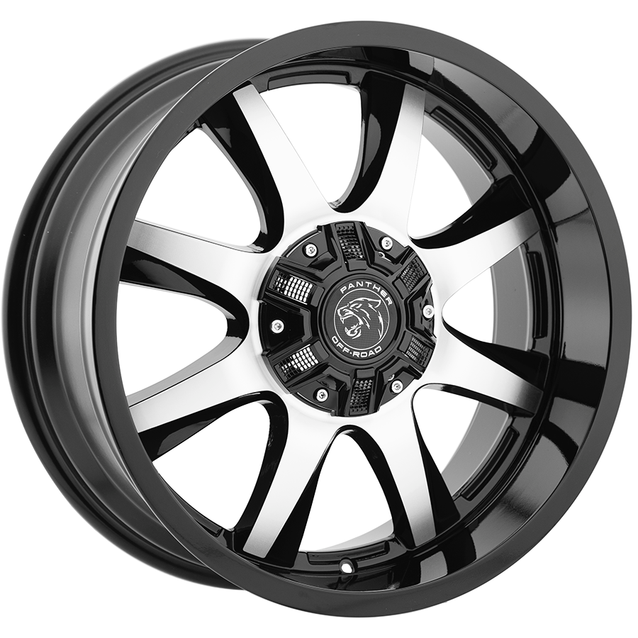 PANTHER 578 OFFROAD 20X9 10X135/139.7 OFFSET -12 GLOSS BLACK MACHINED - Tires and Engine Performance
