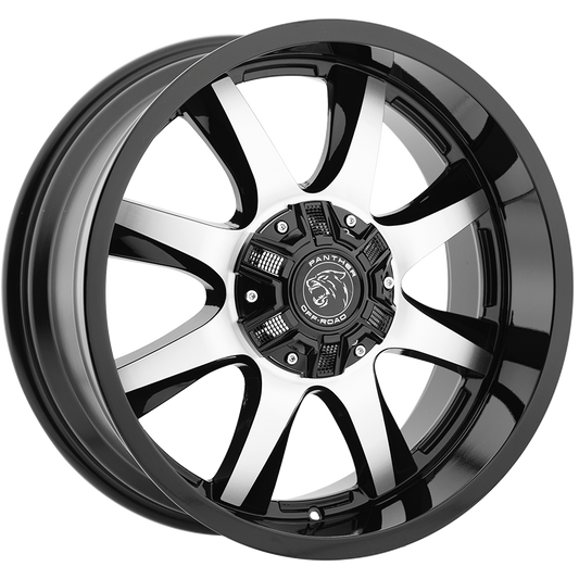PANTHER 578 OFFROAD 20X9 10X135/139.7 OFFSET -12 GLOSS BLACK MACHINED - Tires and Engine Performance