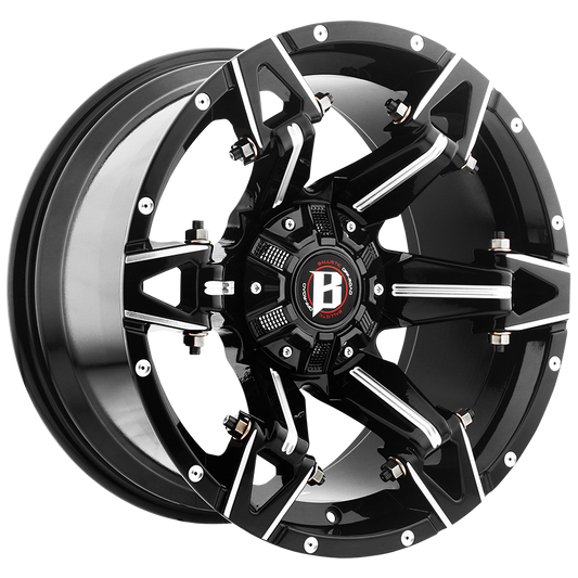 BALLISTIC 966-SPARTAN 20X10 10X135/139.7 OFFSET -24 GLOSS BLACK MILLED WINDOWS - Tires and Engine Performance