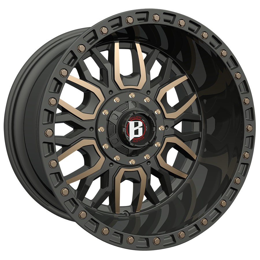BALLISTIC 969-TOMAHAWK 20X12 10X127/139.7 OFFSET -50 FLAT BLACK W/FLAT BRONZE MACHINED WINDOWS - Tires and Engine Performance