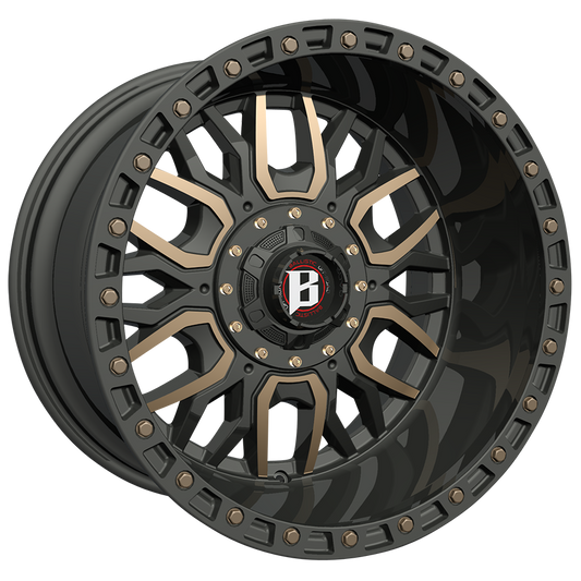 BALLISTIC 969-TOMAHAWK 20X9 12X120/139.7 OFFSET +00 FLAT BLACK W/FLAT BRONZE MACHINED WINDOWS - Tires and Engine Performance