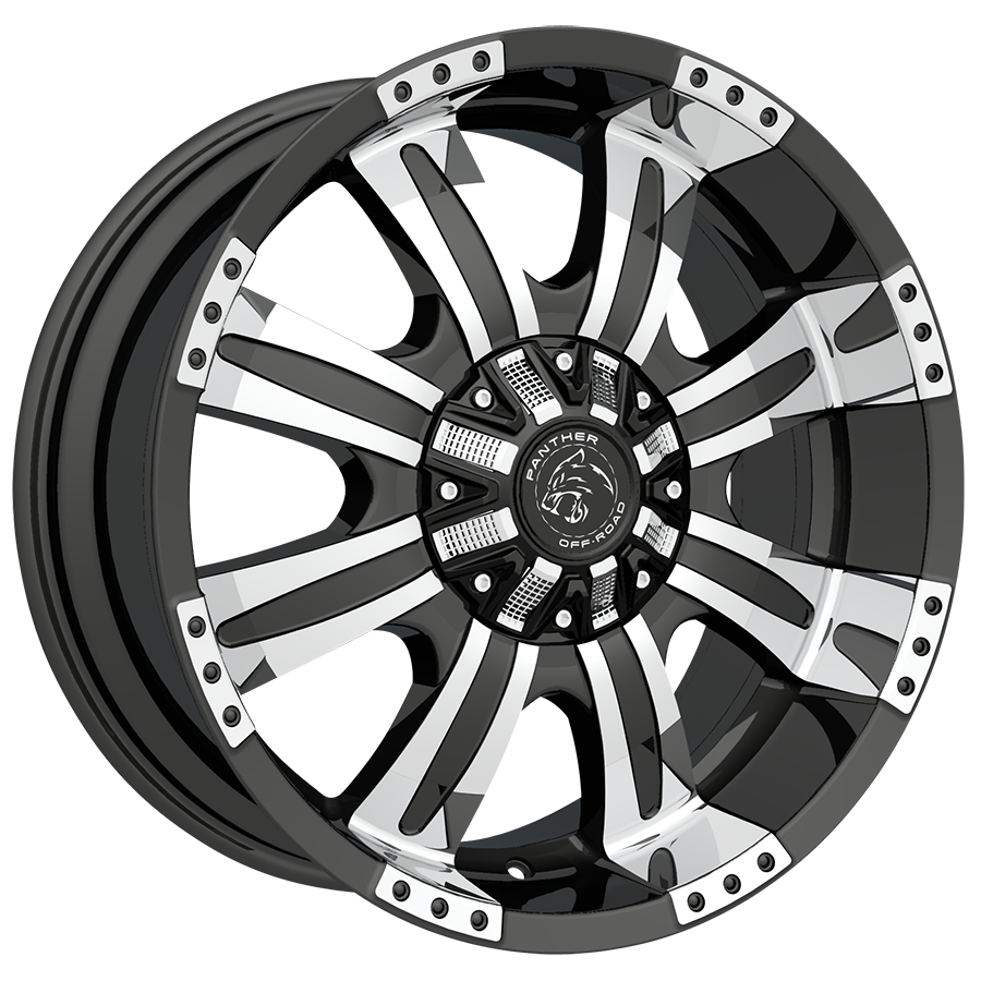 PANTHER 576 OFFROAD 18X9 10X127/139.7 OFFSET -12 GLOSS BLACK with MACHINED LIP - Tires and Engine Performance