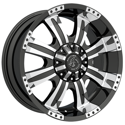 PANTHER 576 OFFROAD 18X9 12X135/139.7 OFFSET +00 GLOSS BLACK with MACHINED LIP - Tires and Engine Performance
