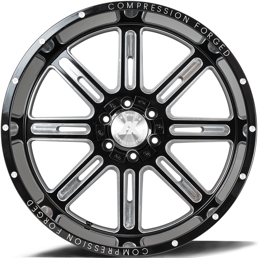 AXE Compression Forged Off-Road AX4.0 22x12 -44 5x127 (5x5)/5x139.7 (5x5.5) Gloss Black Milled - Tires and Engine Performance
