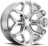 SnowFlakes Replica +31 26x10 6x139.7 (6x5.5) Chrome With 35X13.50R26 RBP MT Packages or Similar