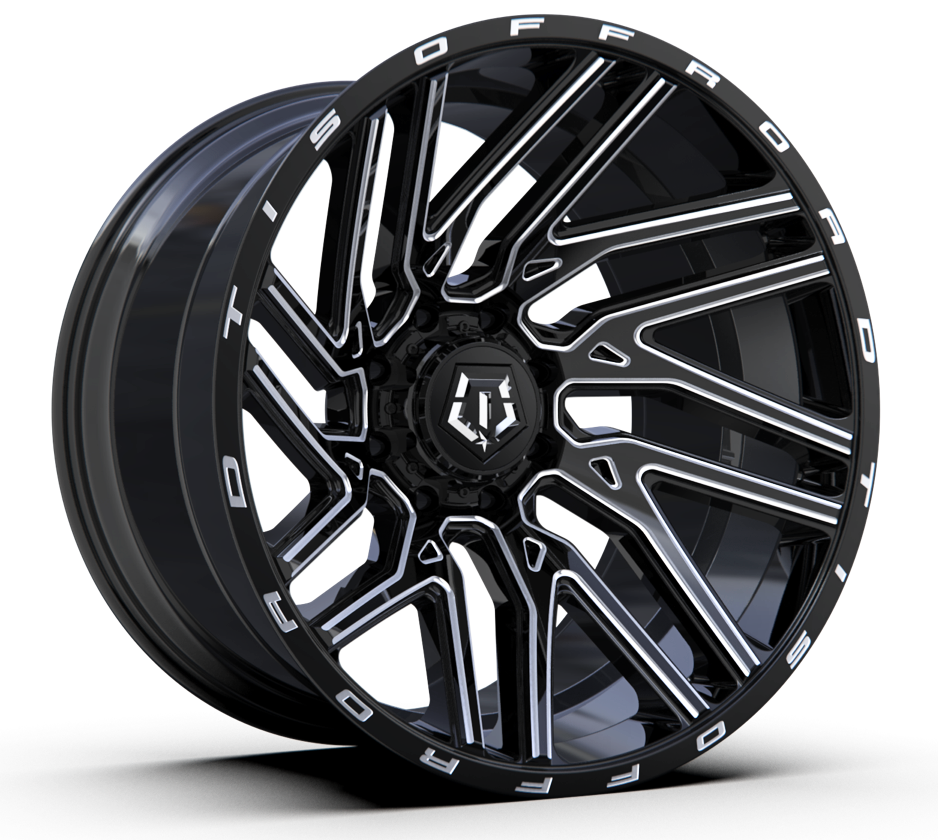 TIS 554BM 24x12 -44 6x135/139.7 GLOSS BLACK/MILLED ACCENTS - Tires and Engine Performance