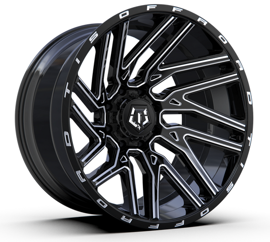 TIS 554BM 24x12 -44 6x135/139.7 GLOSS BLACK/MILLED ACCENTS - Tires and Engine Performance