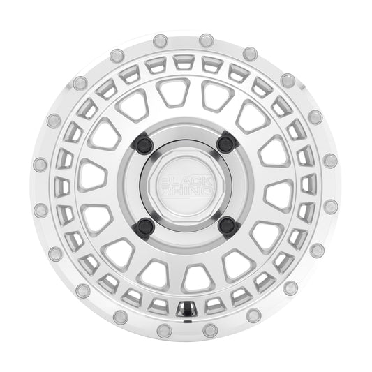 Black Rhino Powersports PARKER UTV 15X7 51 4X156 SILVER WITH MIRROR CUT FACE