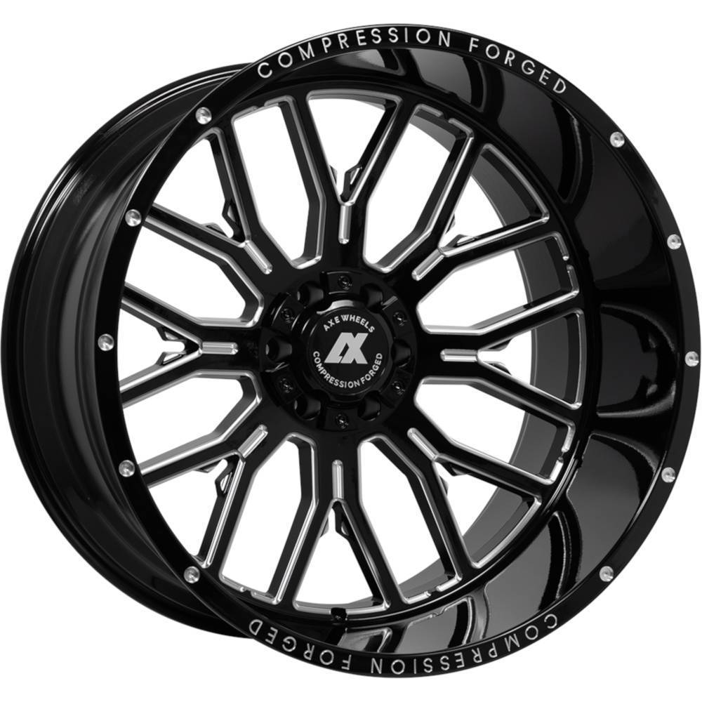 AXE Compression Forged Off-Road AX6.0 22x12 -44 5x127 (5x5)/5x139.7 (5x5.5) Gloss Black Milled - Tires and Engine Performance
