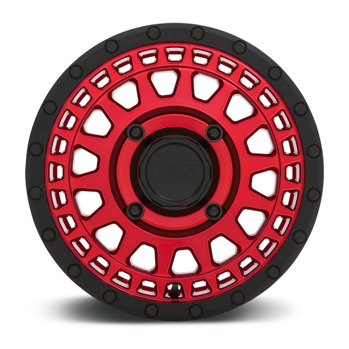 Black Rhino Powersports PARKER UTV BEADLOCK 14X7 51 4X156 CANDY RED WITH BLACK BEAD RING