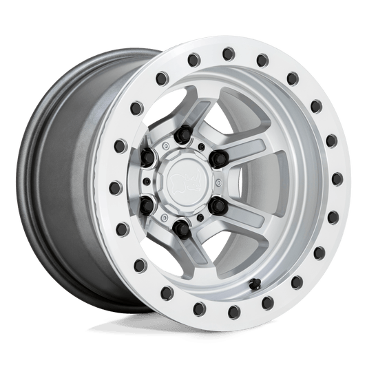 Black Rhino OFFSHOOT BEADLOCK 15X10 -38 6X139.7 GLOSS SILVER WITH MACHINED FACE