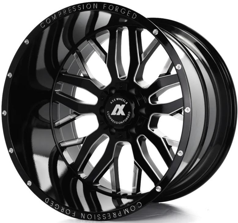 AXE Compression Forged Off-Road AX1.0 22x12 -44 5x127 (5x5)/5x139.7 (5x5.5) Gloss Black Milled - Tires and Engine Performance