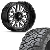 FORGIATO FLOW TERRA 003 24x12 6x139.7/6x5.5 -44 OFFROAD BLACK/MILLED With Venom Power 35x12.50R24 (Wheel and Tire Package)