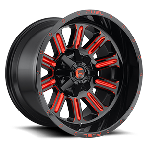 HARDLINE 20x12 5x114.30/5x127.00 GLOSS BLACK RED TINTED CLEAR (-44 mm) - Tires and Engine Performance