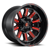 HARDLINE 20x9 8x165.10 GLOSS BLACK RED TINTED CLEAR (1 mm)