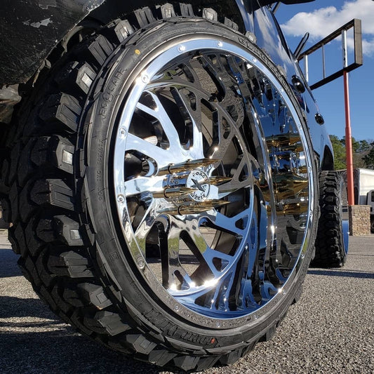 XF-8 26x14 6x139.7 (6x5.5) ET-76 Chrome With 37x13.50R26 Road One M/T or Similar - Tires and Engine Performance