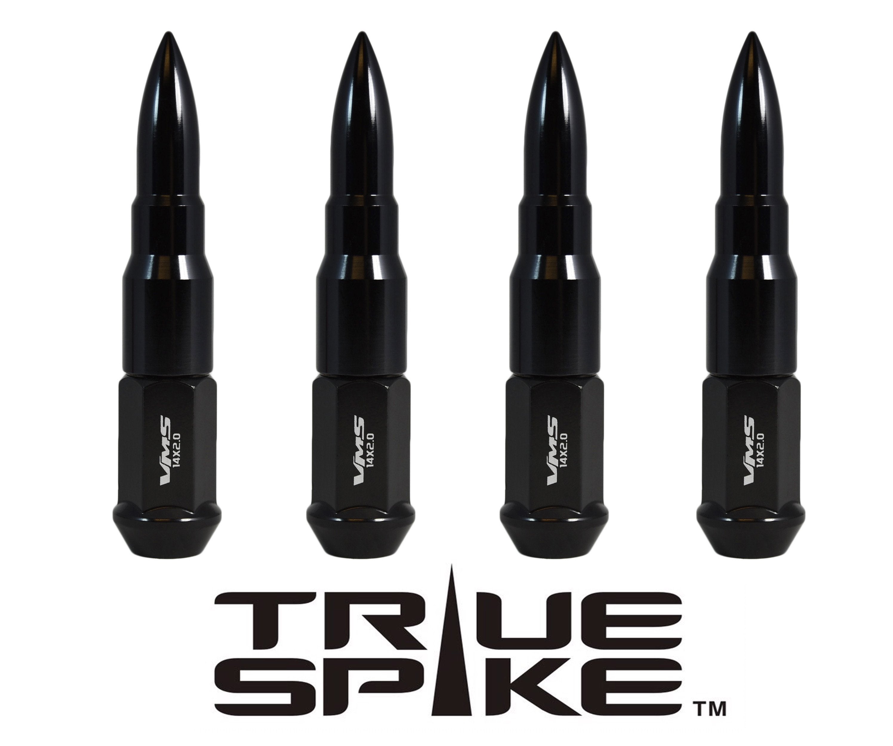 TRUE SPIKE Lug Nut Cap Aluminum -73mm Length 20mm Width Bullet (4pc Set) LGC031 - Tires and Engine Performance