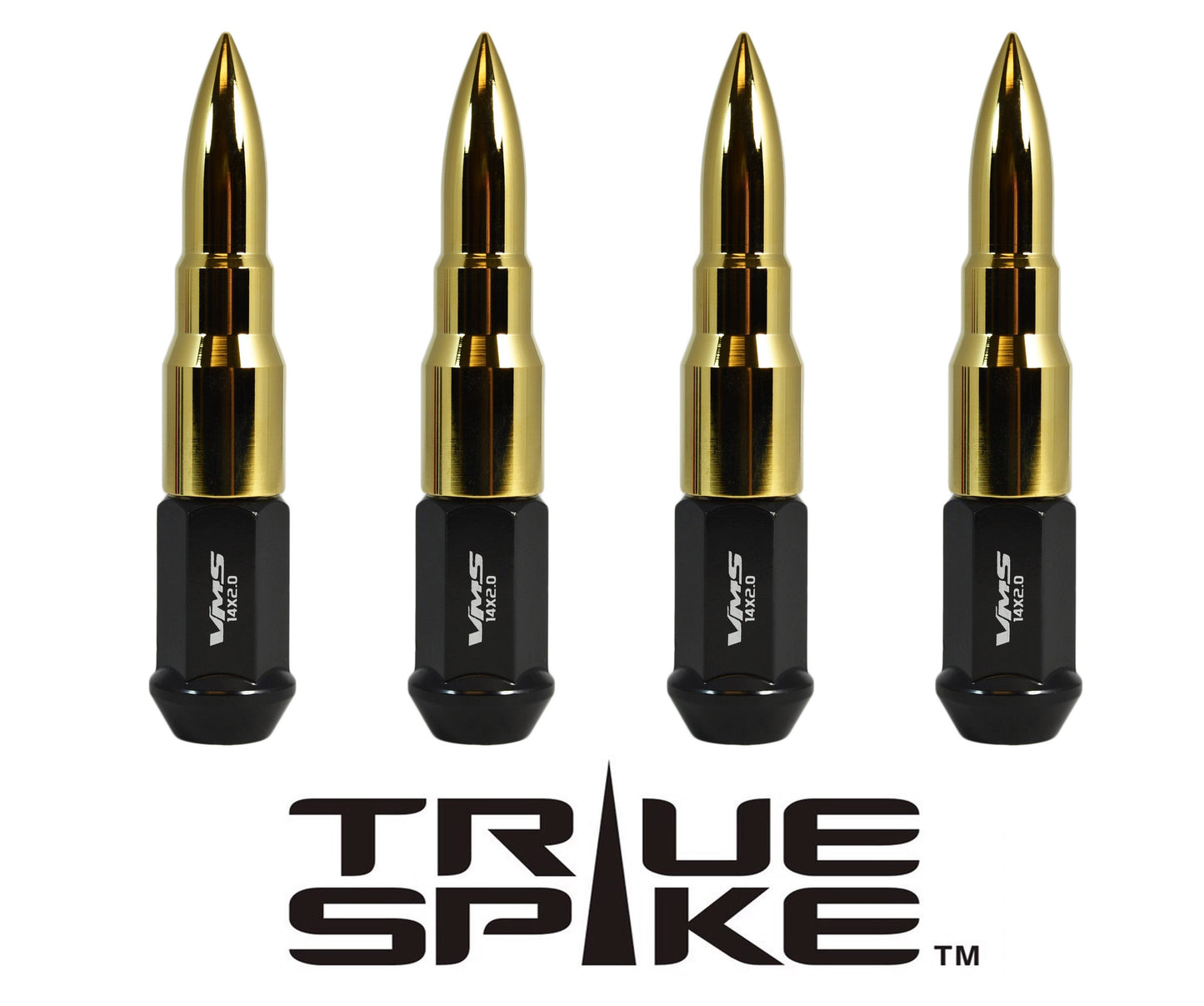 TRUE SPIKE Lug Nut Cap Aluminum -73mm Length 20mm Width Bullet (4pc Set) LGC031 - Tires and Engine Performance