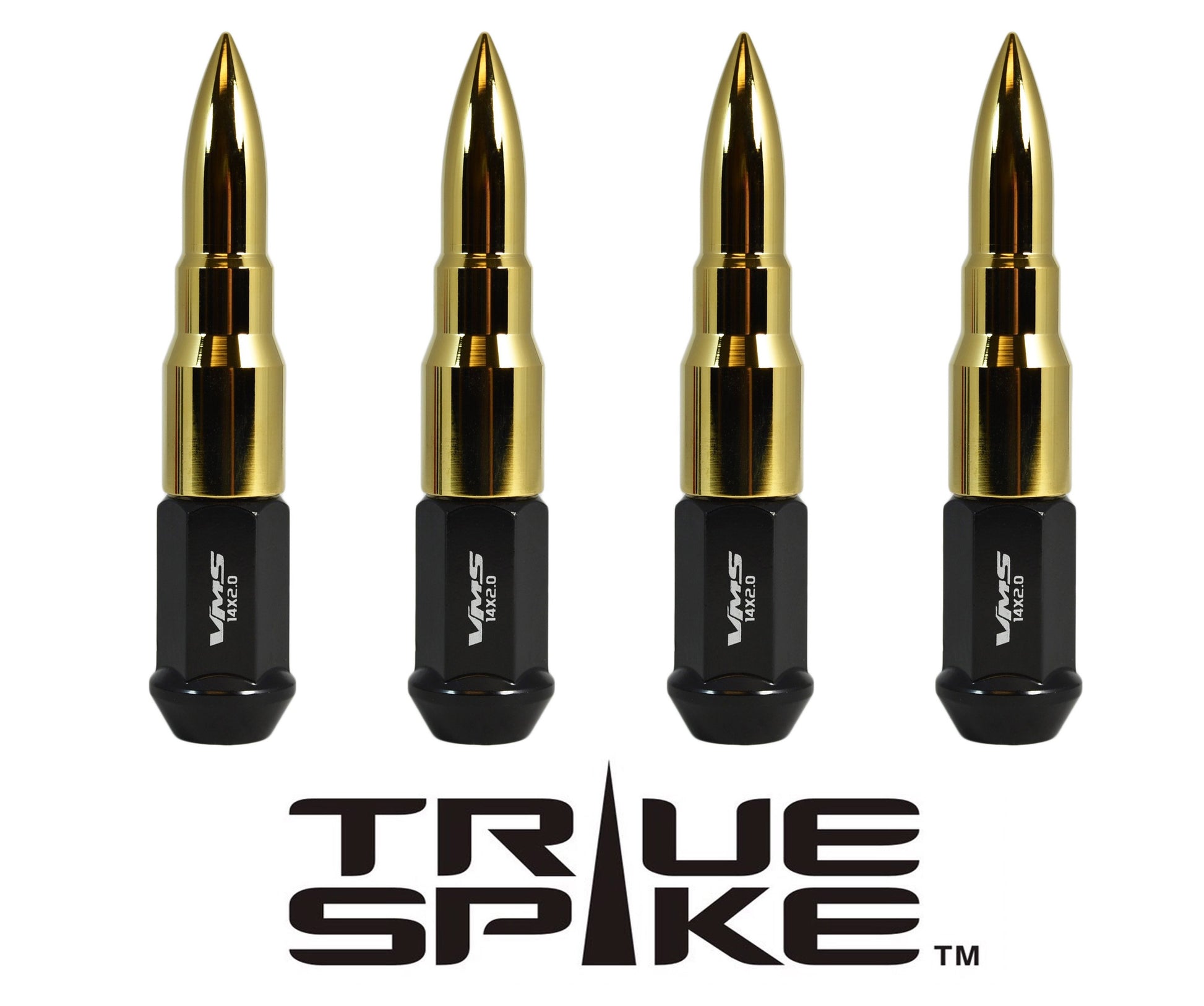 TRUE SPIKE Lug Nut Cap Aluminum -73mm Length 20mm Width Bullet (4pc Set) LGC031 - Tires and Engine Performance