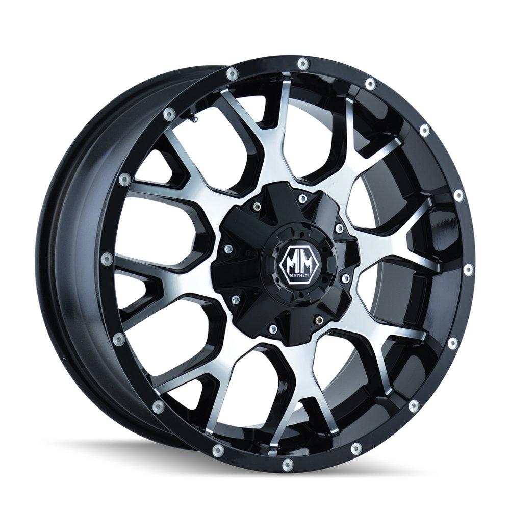 Mayhem 8015 Warrior 20x10 -25 8x180 Black and Machined - Tires and Engine Performance