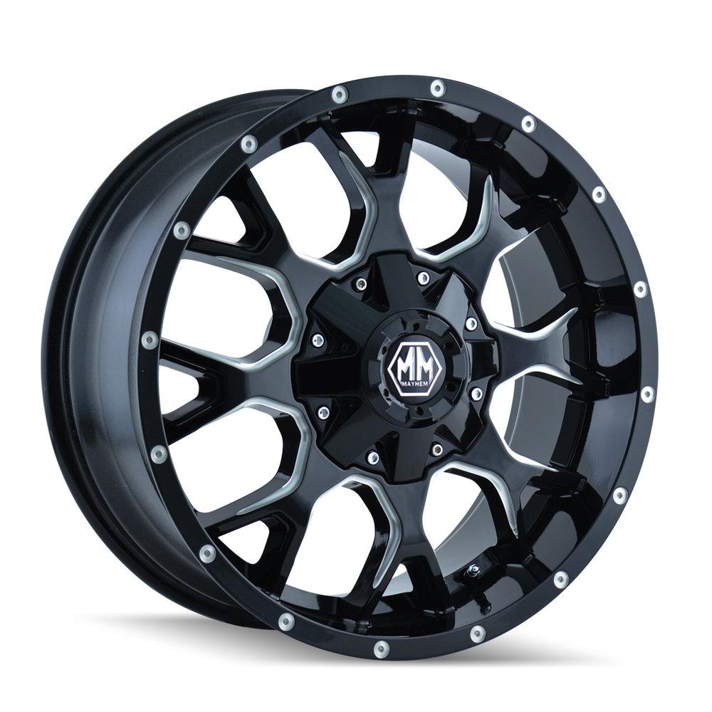 Mayhem 8015 Warrior 22x12 -44 8x180 Black and Milled - Tires and Engine Performance