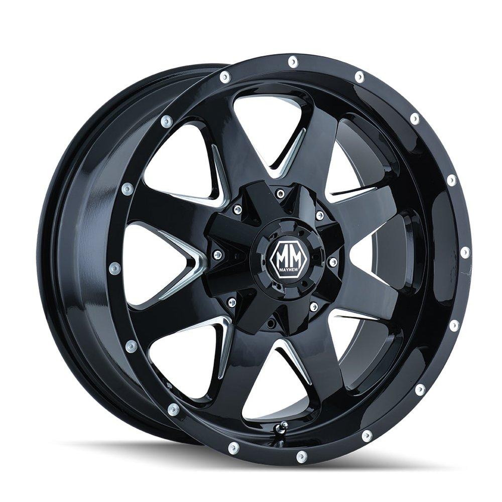 Mayhem 8040 Tank 17x9 25 8x180 Black and Milled - Tires and Engine Performance