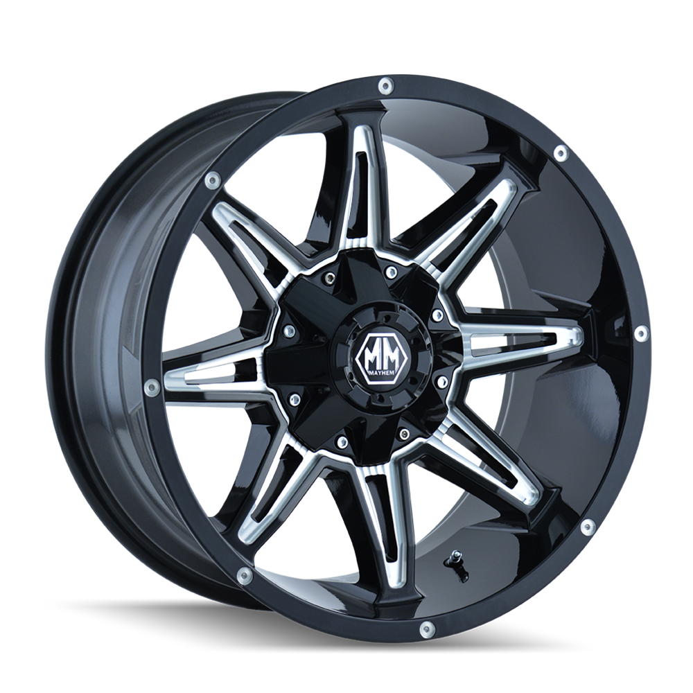 Mayhem 8090 Rampage 22x9.5 -6 8x180 Black and Milled - Tires and Engine Performance
