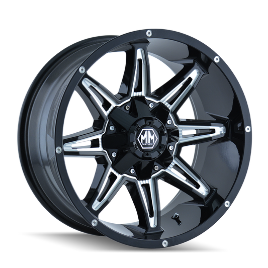 Mayhem 8090 Rampage 17x9 -12 8x165.1(8x6.5)/8x170 Black and Milled - Tires and Engine Performance