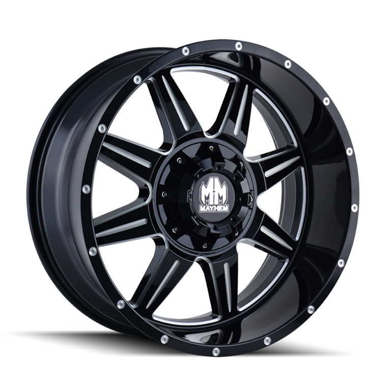 Mayhem 8100 Monstir 20x10 -12 5x139.7(5x5.5)/5x150 Black and Milled - Tires and Engine Performance