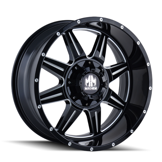Mayhem 8100 Monstir 20x9 0 5x127(5x5)/5x139.7(5x5.5) Black and Milled - Tires and Engine Performance