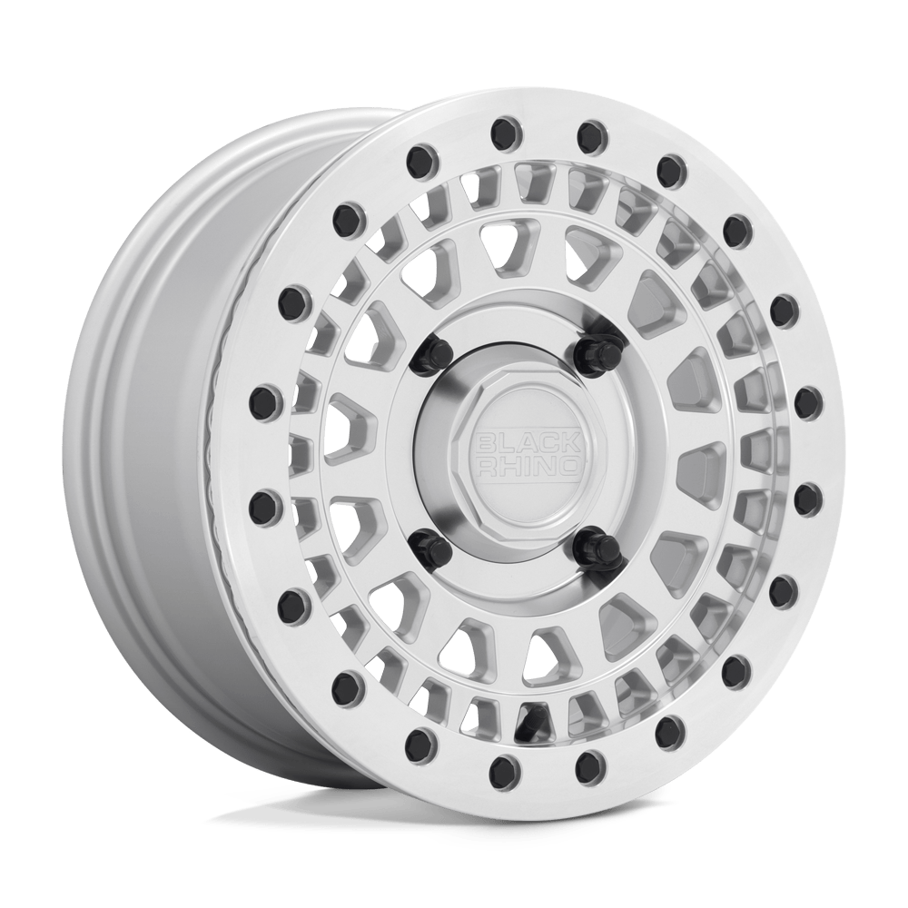 Black Rhino Powersports PARKER UTV BEADLOCK 15X7 51 4X110 SILVER WITH MIRROR CUT FACE