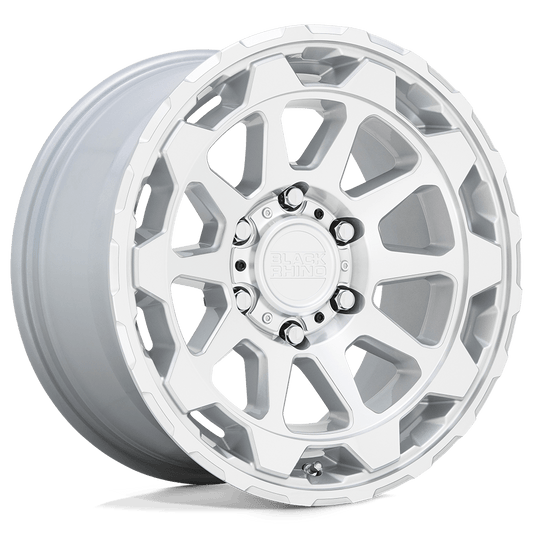 BLACK RHINO ROTOR 17X8.5 12 6X120 GLOSS SILVER WITH MIRROR CUT FACE