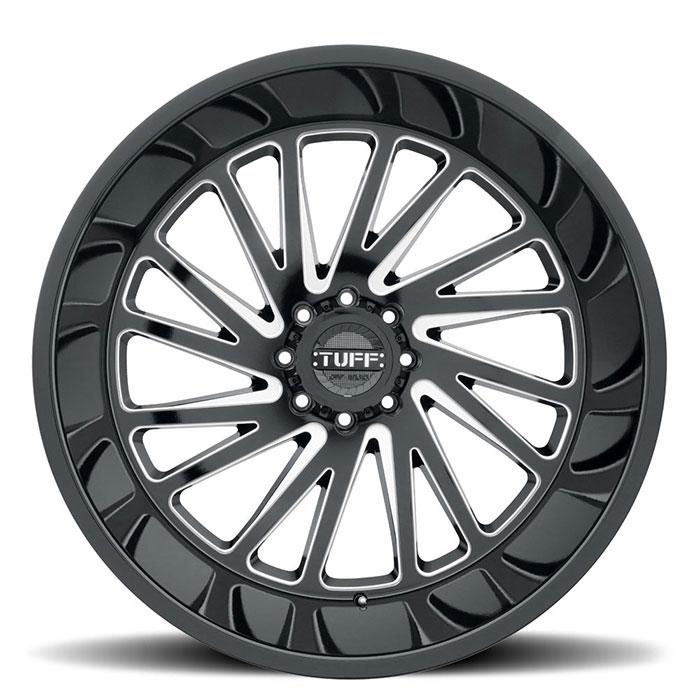 TUFF AT T2A 22x12 -45 8x170 Black and Milled - Tires and Engine Performance