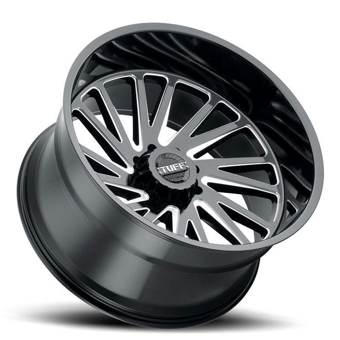 TUFF AT T2A 22x12 -45 6x139.7(6x5.5) Black and Milled - Tires and Engine Performance