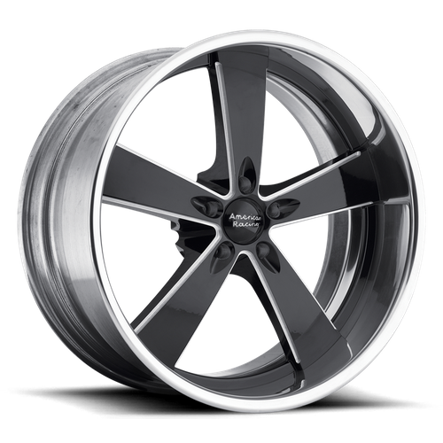 American Racing Vintage VN472 BURNOUT 17X9 XX BLANK/BLANK Two-Piece Black Milled Center Polished Rim