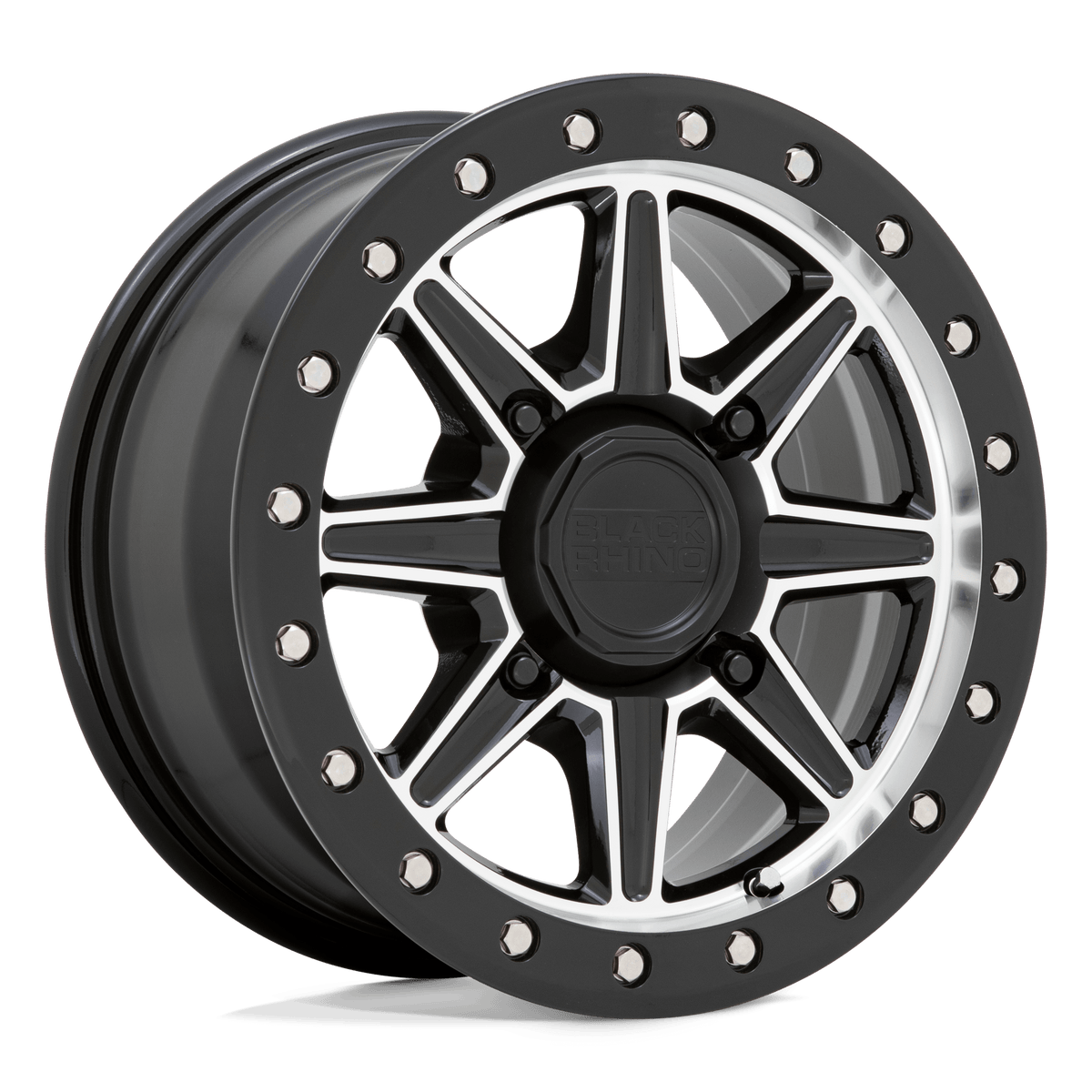 Black Rhino Powersports WEBB UTV 14X7 51 4X156 GLOSS BLACK WITH MACHINED FACE