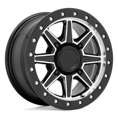 Black Rhino Powersports WEBB UTV 14X7 51 4X156 GLOSS BLACK WITH MACHINED FACE