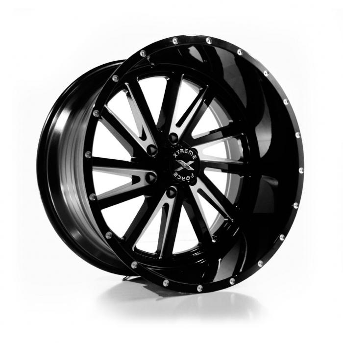 Xtreme Force XF-3 22x12 -44 6x135 Black and Milled - Tires and Engine Performance
